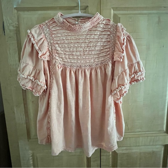 Free People Peach Ruffle Blouse - Picture 2 of 5
